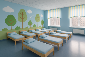 Спальная в детском саду